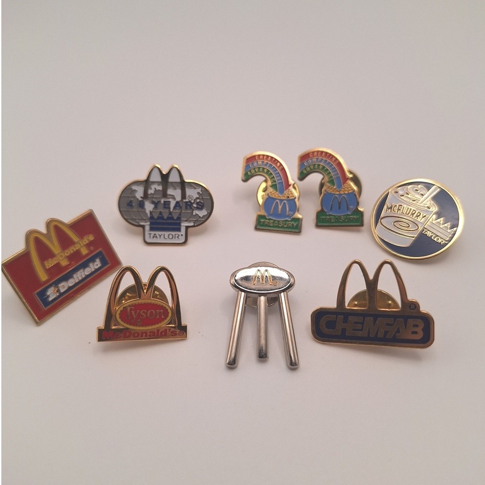 Vintage McDonalds employee crew corporate partner lapel pins set of 8